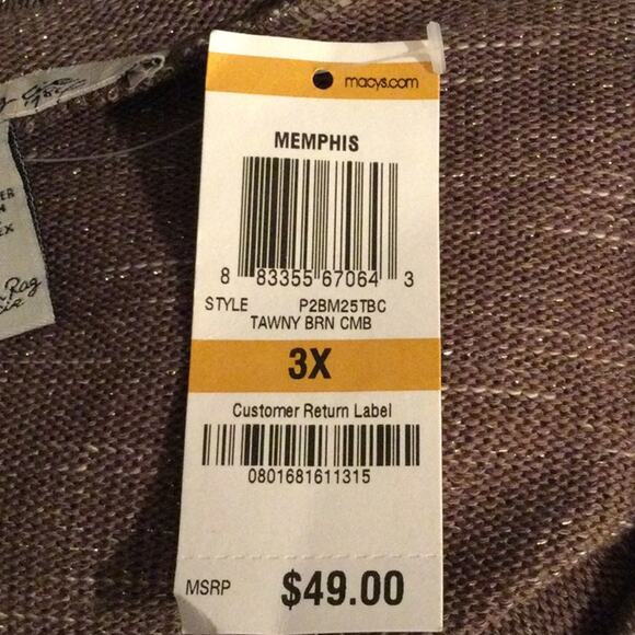 American Rag brown silver sparkle thread sweater 3X - Picture 5 of 5